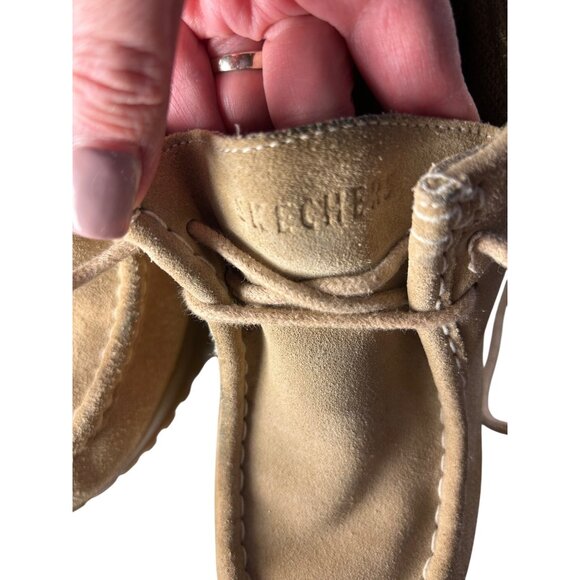 Vintage Skechers Suede Womens Platform Lace-Up Shoes With Lug Sole Beige Sz 9 - Picture 7 of 11